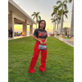 Fashion casual zipper solid color multi pocket zipper loose pants