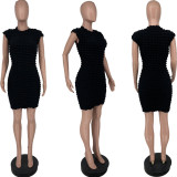 Sexy Women's Solid Color Bubble Cloth Dress