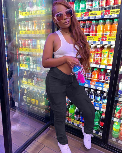 Fashion solid color street casual pants for women