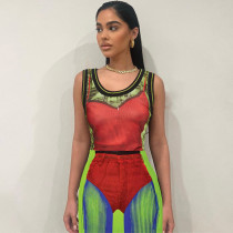 Sexy printed slim fitting short skirt