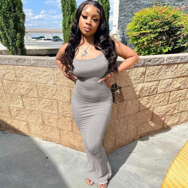 Casual Long Dress High Waist Slim Fit Suspended Dress