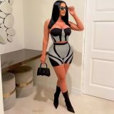 Positioning printed chest wrap shorts set