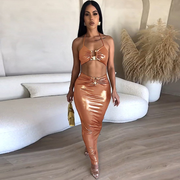 Fashionable and sexy hollow out slim fitting suspender dress
