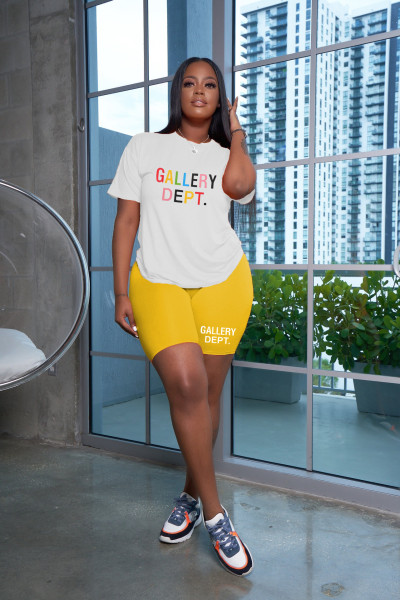 Short sleeved shorts printed multi-color casual sports set