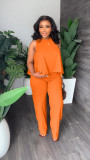 Sleeveless Loose Top Casual Pants Two Piece Set