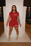 Women's Fashion Letter Printing Casual Short Two Piece Set