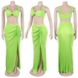 Sexy Sling Split Long Dress Two Piece Nightclub Suit