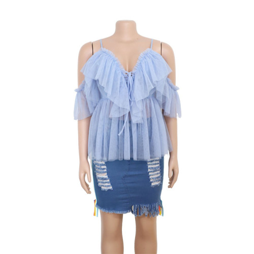 Sexy Mesh Fashion Women's Small Strap Top Short