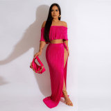 Sexy Ruffle Edge Long Dress Two Piece Nightclub Set