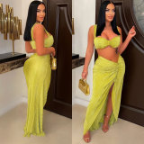 Sexy Sling Split Long Dress Two Piece Nightclub Suit