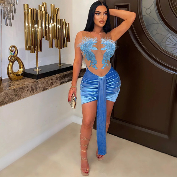 Sexy Bust Dress Perspective Wrap Hip Party Skirt