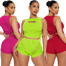 Sexy hollow thread pull-out two-piece set