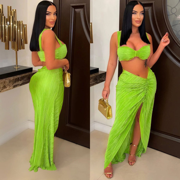 Sexy Sling Split Long Dress Two Piece Nightclub Suit