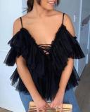 Sexy Mesh Fashion Women's Small Strap Top Short