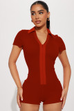 Sexy Fashion Colored Ding Collar Thread Jumpsuit