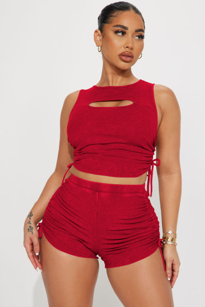 Sexy hollow thread pull-out two-piece set