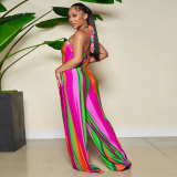 Printed strapping jumpsuit nightclub uniform