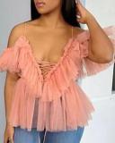 Sexy Mesh Fashion Women's Small Strap Top Short