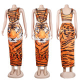Sexy slim fitting leopard print two-piece nightclub suit