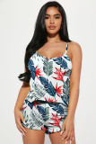 Fashion casual strap printing two-piece set