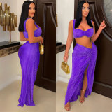 Sexy Sling Split Long Dress Two Piece Nightclub Suit