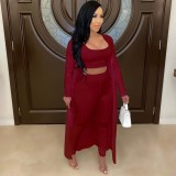 Sexy Tank Top Wrapped Chest Coat Windbreaker Three Piece Slim Fit Nightclub Suit