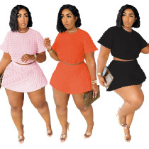 Popcorn Fabric Two Piece Skirt Set