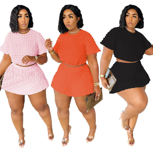 Popcorn Fabric Two Piece Skirt Set