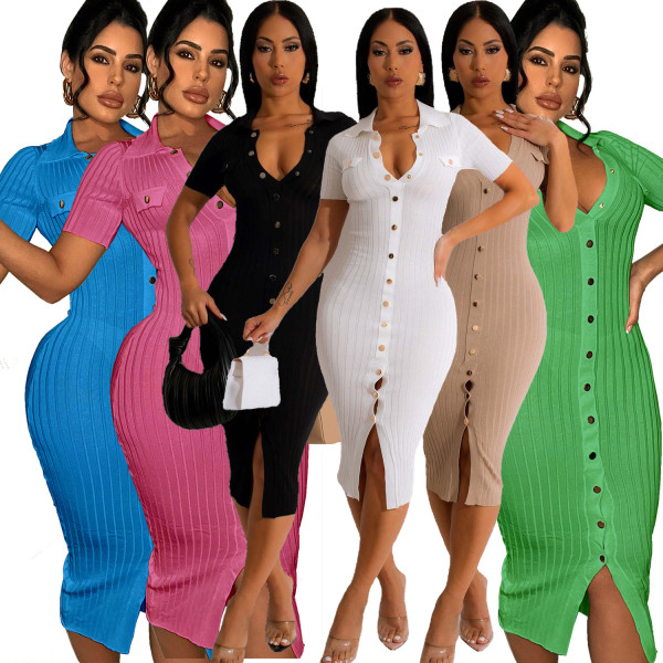 Women's long tassel elastic knitted large pit stripe dress