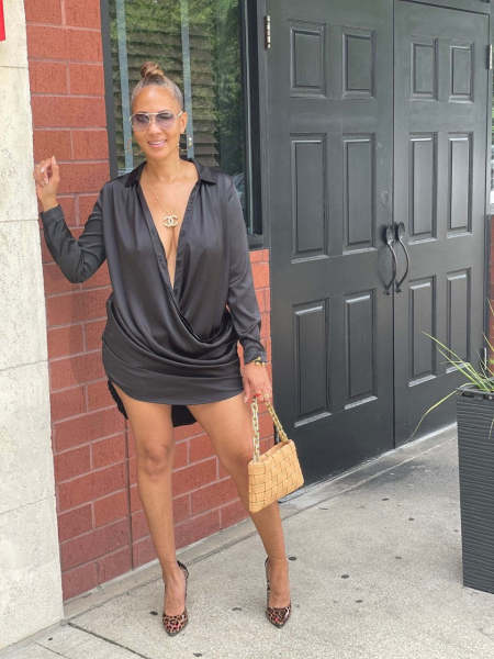 Casual solid color double layer door edge shirt dress