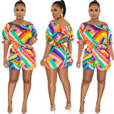 Women's colorful printed off shoulder loose fitting piece