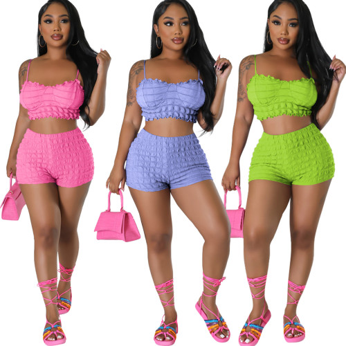 Sexy and fashionable two piece solid color suspender set