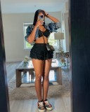 Women's summer irregular denim hole washing casual jacket