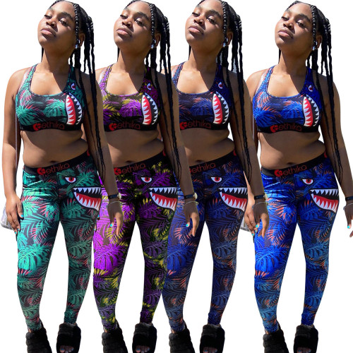 Women's Fashion Personality Print Set Two Piece Set