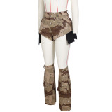 Sexy Women's Camo Hot Pants Leg Set Three Piece Camo Shorts