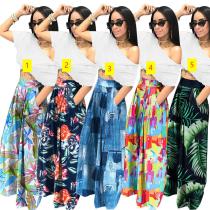 Casual wide leg pants with high waist printed pants Casual wide leg pants with high waist printed pants