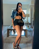 Women's summer irregular denim hole washing casual jacket