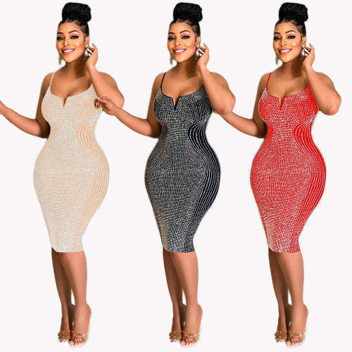 Women's Ball Dress Evening Dress Elegant Sexy Iron Diamond Dress