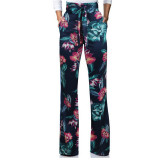 Casual wide leg pants with high waist printed pants