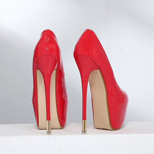 Fashionable high heeled patent leather single shoes, shallow cut thin heeled women's shoes