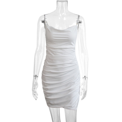 Round bead suspender women's dress sexy side slit dress nightclub