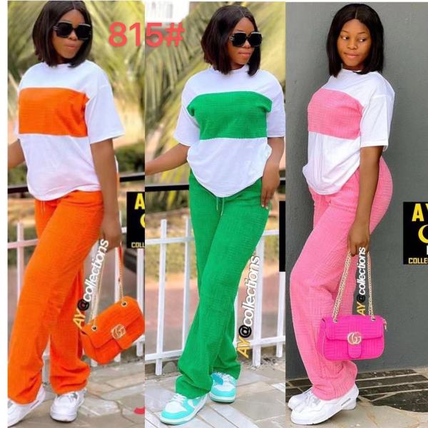 Long pants and short sleeves two-piece set