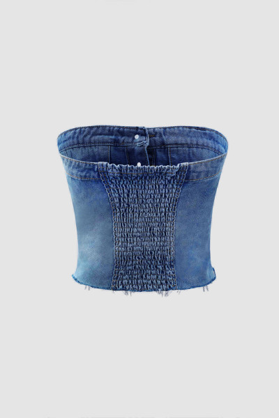Chest wrapped denim tight corset style short top vest