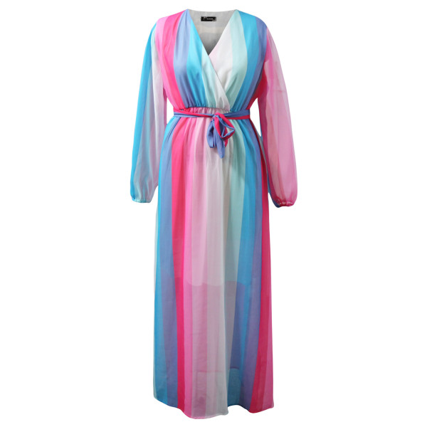Beach chiffon dress, flower printed large swing dress, women's dress