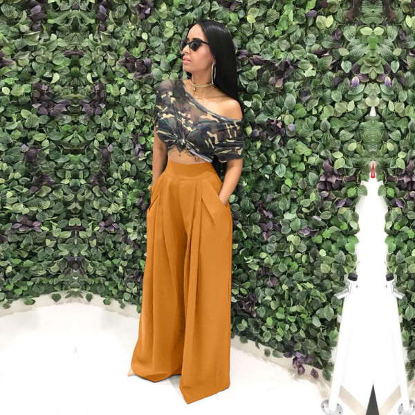 Personalized speaker pants, wide leg casual pants, autumn and winter wide leg pants