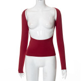 Fashion solid color front and back small T-shirt top
