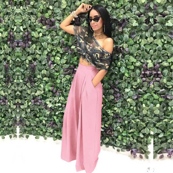 Personalized speaker pants, wide leg casual pants, autumn and winter wide leg pants