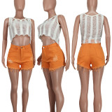 Fashion Casual Ragged Ragged Denim Shorts