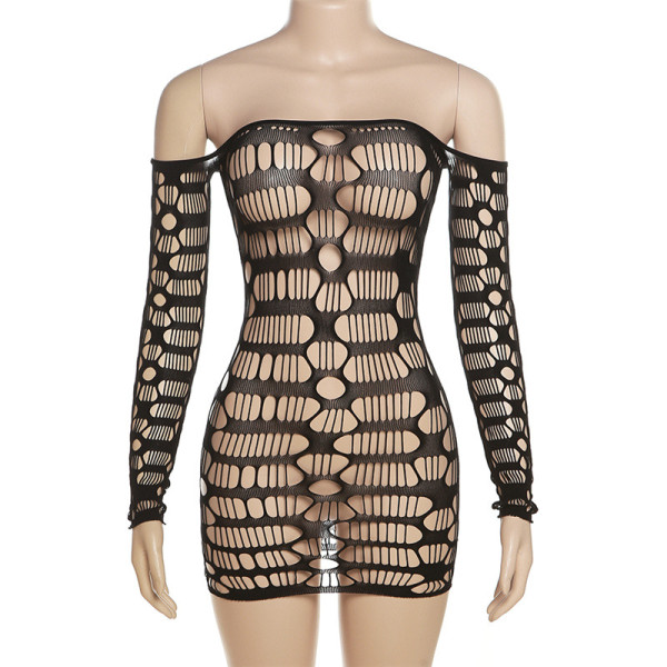 Women's Sexy Hollow out Knitted Off Shoulder High Waist Tight Wrapped Hip Dress