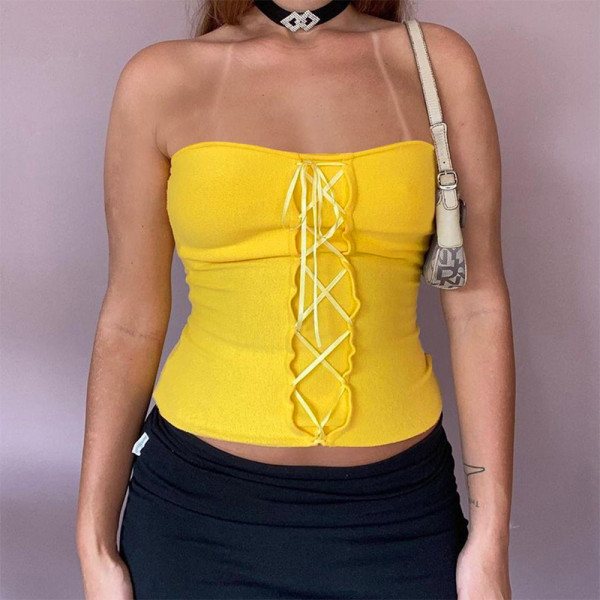 Naked navel short bra T-shirt for women with tight straps top